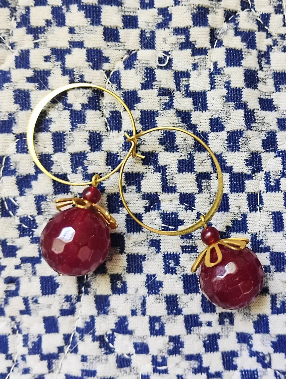 Ruby Blossom Handmade Charm Hoops